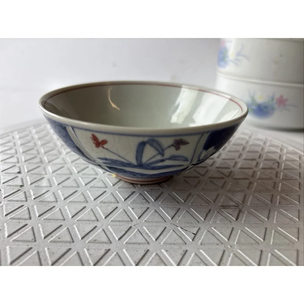 Japanese Porcelain Serving Bowls Tea Cups & Rice Bowl Arita Style 7 pc Mixed (HF